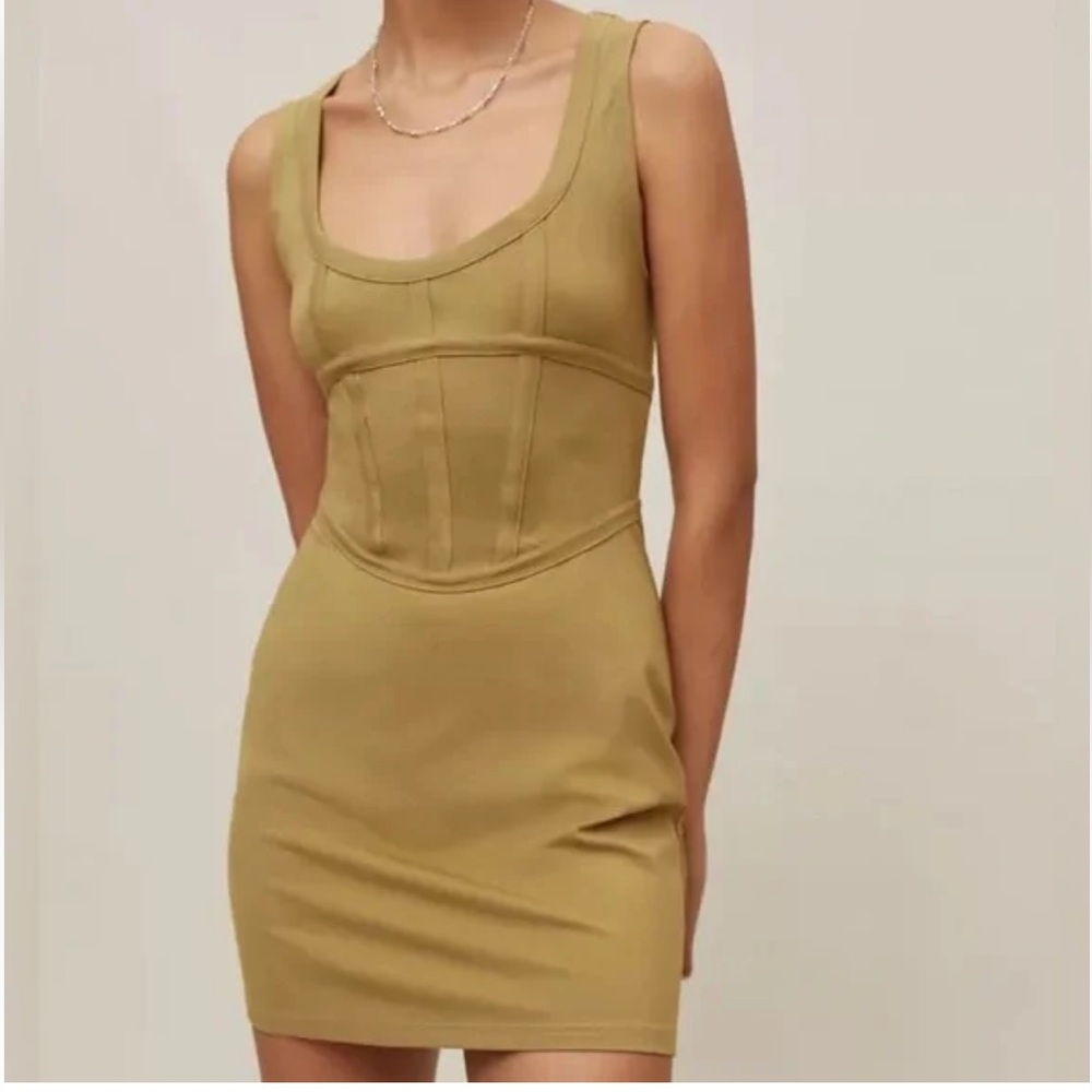 Urban Outfitters Ramona Corset‎ Knit Mini Dress Moss Green Size Large